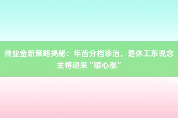 待业金新策略揭秘：年齿分档诊治，退休工东说念主将迎来“暖心涨”