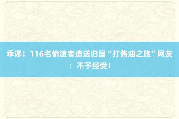 乖谬！116名偷渡者遣送归国“打酱油之旅”网友：不予经受！