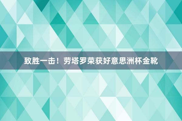 致胜一击！劳塔罗荣获好意思洲杯金靴