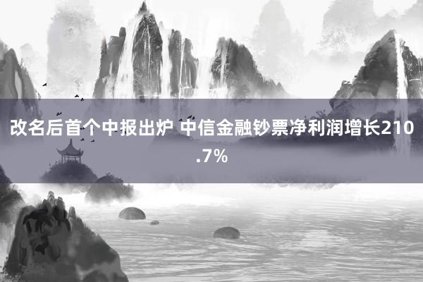 改名后首个中报出炉 中信金融钞票净利润增长210.7%